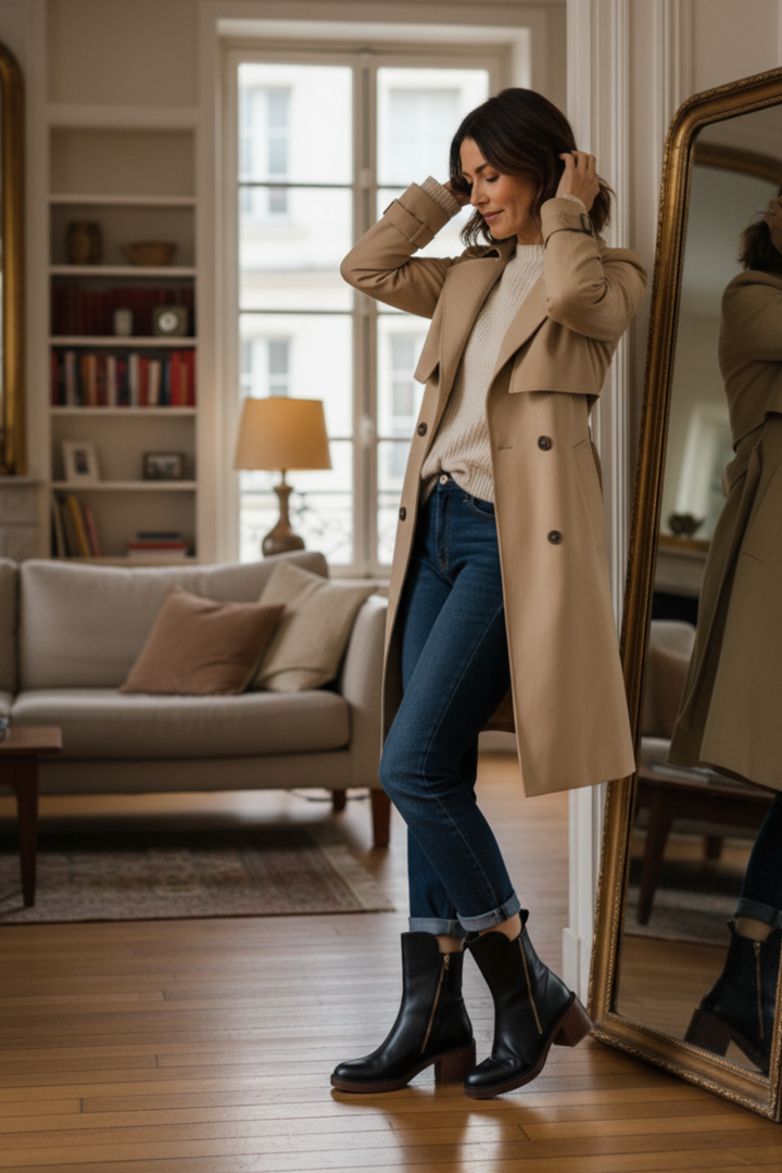 Valorine™ |  Svarta läderstövletter med bekväm klack, eleganta och tidlösa